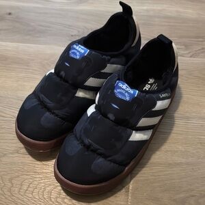 Adidas Puffylette Samba Black and White Slip-On Shoes